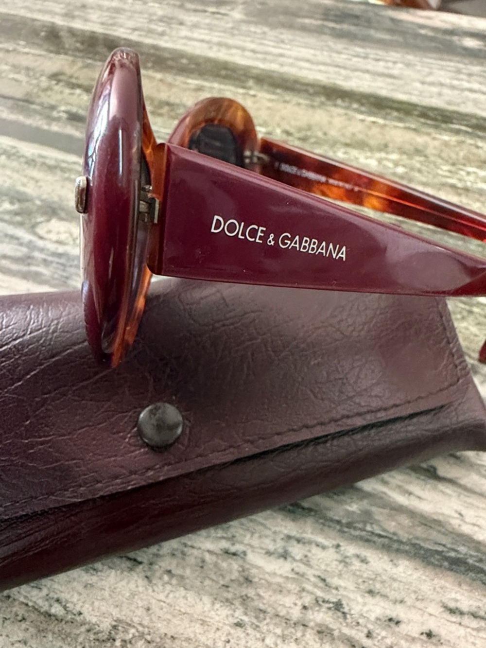 Dolce & Gabbana Burgundy and Tortoiseshell Designer Sunglasses